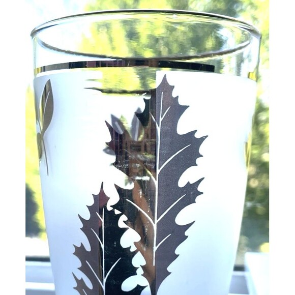 Vintage Libbey Golden Foliage Frosted Glassware – Set of 5 – 1950s Mid-Century B - Picture 13 of 16